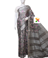 Pure Linen Tissue Saree With Embroidery SILK ZONE